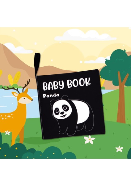 Ingilizce Siyah Beyaz Vahşi Hayvanlar Kumaş Sessiz Kitap E497 - Bez Kitap , Eğitici Oyuncak , Yumuşak ve Hışırtılı indirimleri