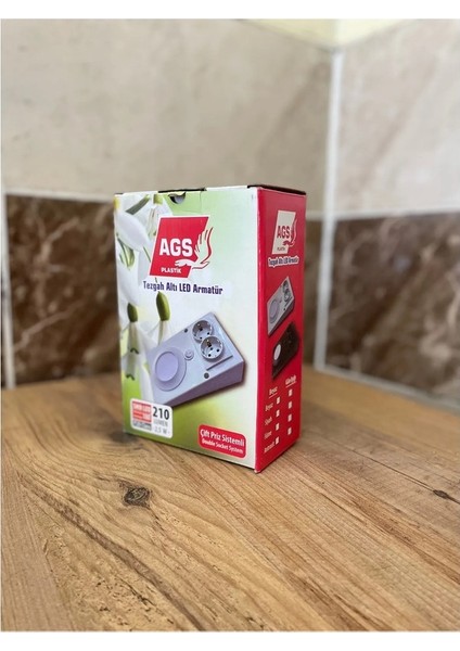 Pastik Tezgah Altı LED Armatür Çift Priz Sistemli