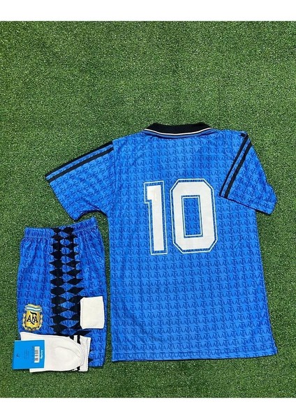 Arjantin 2023/24 Yeni Sezon Lionel Messi Ikonik Çocuk Forması Şort Çorap Bileklik 4'lü Set