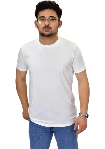 Erkek Büyük Beden Sıfıryaka Düz Likra Süprem Tişört 4385 BGL-ST04529