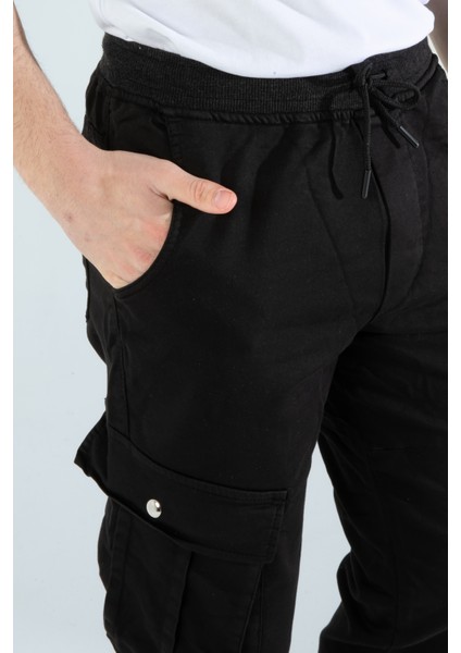 Erkek Slim Fit Full Likralı Bel ve Paça Lastikli Kargo Cep Pantolon fırsatları