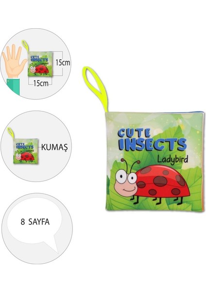 Ingilizce Sevimli Böcekler Kumaş Sessiz Kitap E386 - Bez Kitap , Eğitici Oyuncak , Yumuşak ve Hışırtılı