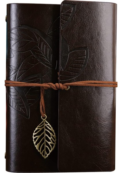 Retro Vintage Yapraklı Not Defteri, Klasik Pu Deri Kapak, Seyahat Defteri, Trl Journal, Günlük, Seyahat Günlüğü, Doldurulabilir Eskiz Defteri, Sketchbook, 130X185MM