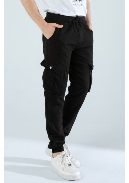 Erkek Slim Fit Full Likralı Bel ve Paça Lastikli Kargo Cep Pantolon fiyatları
