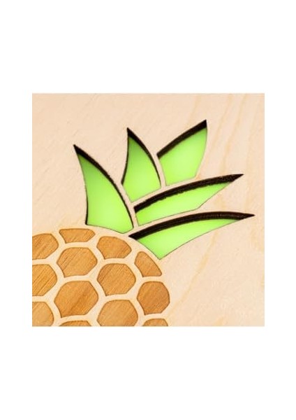 Ananas Tasarımlı Ahşap Kapaklı Defter 18 cm x 12 cm 48 Yaprak Not Defteri