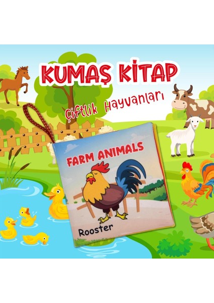 Ingilizce Çiftlik Hayvanları Kumaş Sessiz Kitap E387 - Bez Kitap , Eğitici Oyuncak , Yumuşak ve Hışırtılı fiyatları