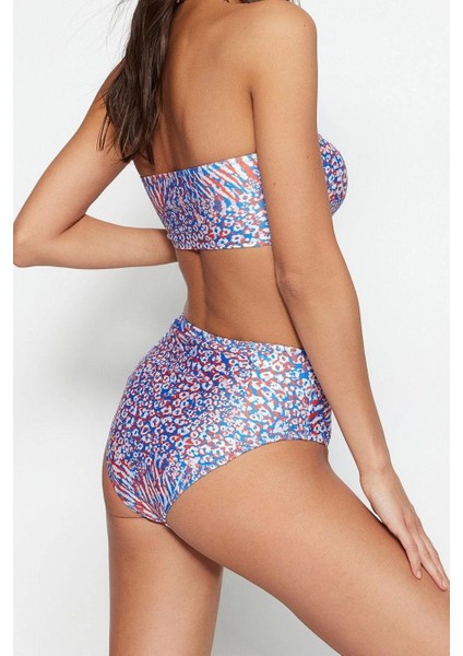Yeni Leopar Straplez Yüksek Bel Hipster Desenli Straplez Yüksek Bel Hipster Bikini Takımı modelleri