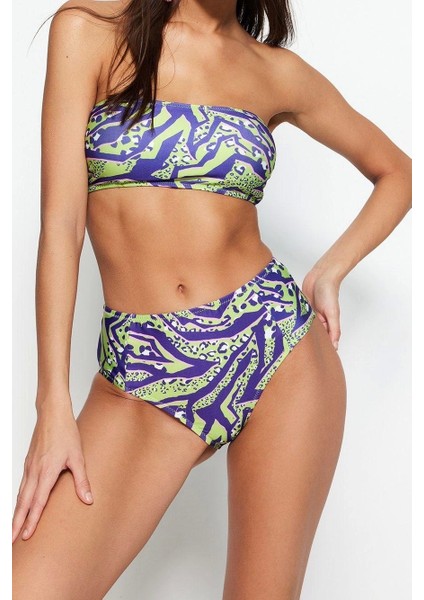 Yeni Leopar Straplez Yüksek Bel Hipster Desenli Straplez Yüksek Bel Hipster Bikini Takımı fiyatları