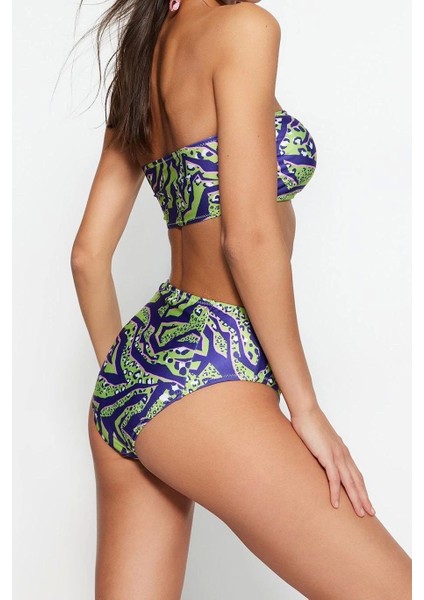 Yeni Leopar Straplez Yüksek Bel Hipster Desenli Straplez Yüksek Bel Hipster Bikini Takımı modelleri