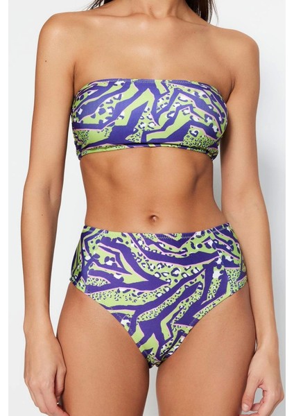 Yeni Leopar Straplez Yüksek Bel Hipster Desenli Straplez Yüksek Bel Hipster Bikini Takımı fırsatları