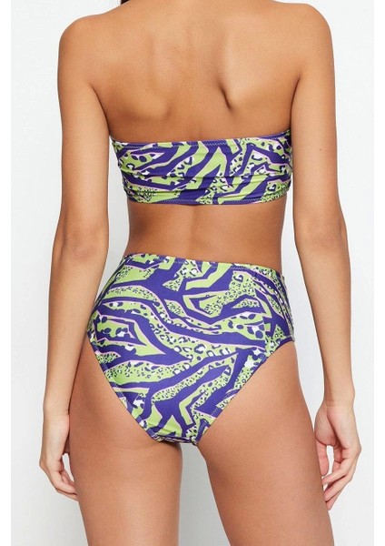 Yeni Leopar Straplez Yüksek Bel Hipster Desenli Straplez Yüksek Bel Hipster Bikini Takımı indirimleri