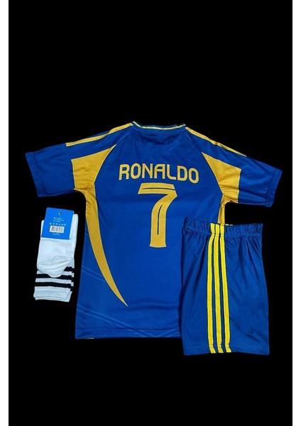 Cristiano Ronaldo Al Nassr Fc 2023/24 Yeni Sezon Deplasman Çocuk Forması Şort Çorap 3'lü Set T-Shirt