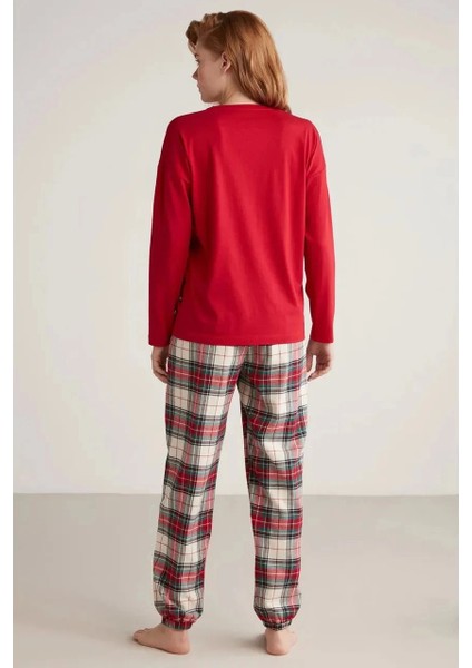 Nautıca W606 Kadın Uzun Kollu Ekoseli Pijama Takımı