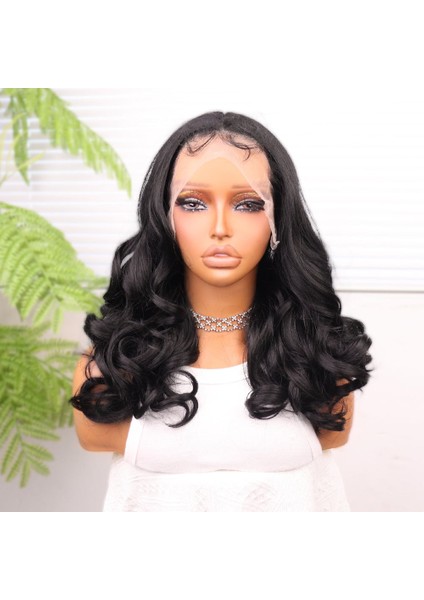 Siyah Bebek Saçlı Geniş Dalgalı Fiber Sentetik Tül Peruk fiyatları