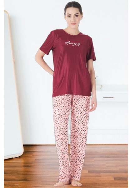 Estiva 25165 Kadın Marla Çicekli Kısa Kol Pijama Takımı