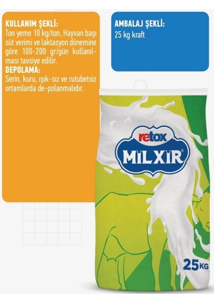 Retox Milxir Süt Inekleri Için Yem Katkı 25 kg