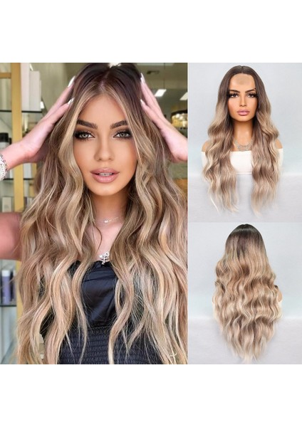 Kumral Platin Ombre Balköpüğü Röfleli Tül Peruk