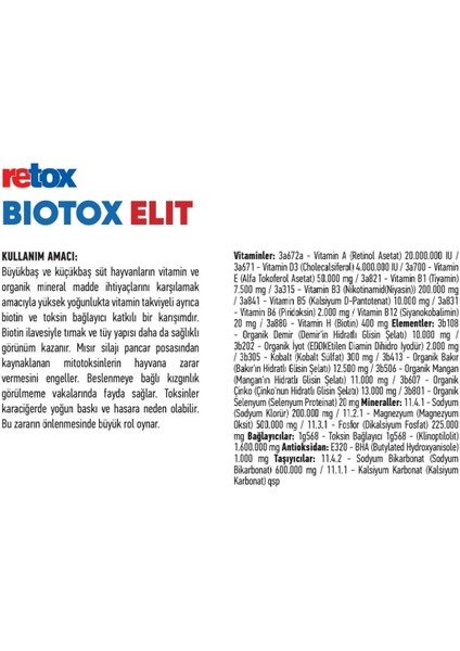 Retox Biotox Elit 25 Kg Kraft - Hayvan Kızgınlık Artırıcı - Tırnak Problemi fiyatları