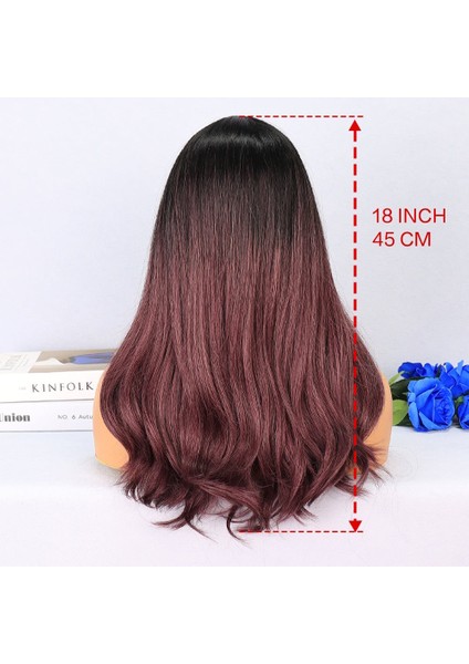 Siyah Açık Kızıl Ombreli Tül Peruk indirimleri