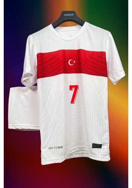 Türkiye Kerem Aktürkoğlu 2024 Beyaz Deplasman Çocuk Forması Forma Şort Çorap