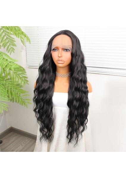 Siyah Su Dalgalı Fiber Sentetik Tül Peruk fırsatları