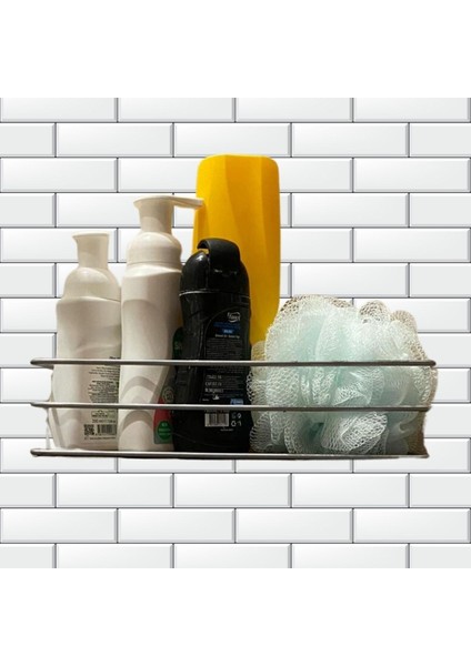 Kendiliğinden Yapışkanlı Krom Paslanmaz Oyuncakl Şampuanlık Banyo Düzenleyici Raf
