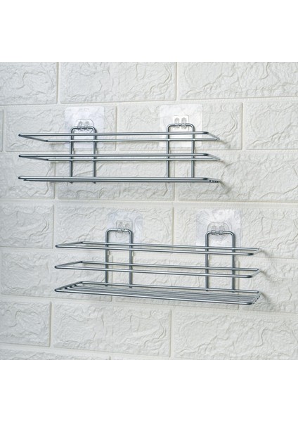 Kendiliğinden Yapışkanlı Krom Paslanmaz Oyuncakl Şampuanlık Banyo Düzenleyici Raf fiyatları