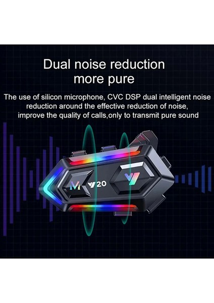 Y20 Motor Kurye Kask Kulaklık Rgb Modlu Bluetooth Motosiklet Kulaklık 5.3 Bluetooth Interkom