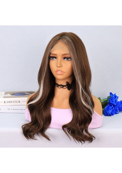 Kumral Önlerde Platin Işıltılı Dalgalı Tül Peruk fırsatları