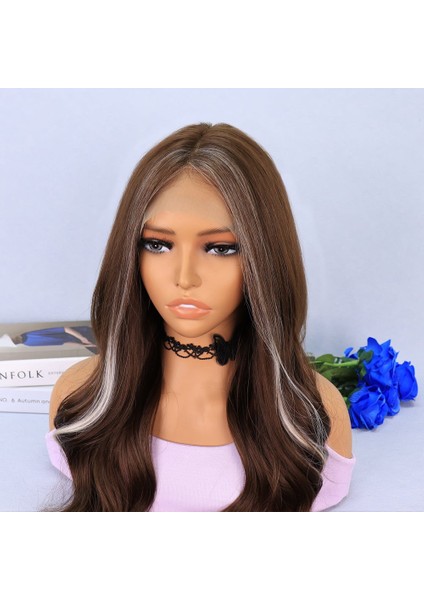 Kumral Önlerde Platin Işıltılı Dalgalı Tül Peruk indirimleri