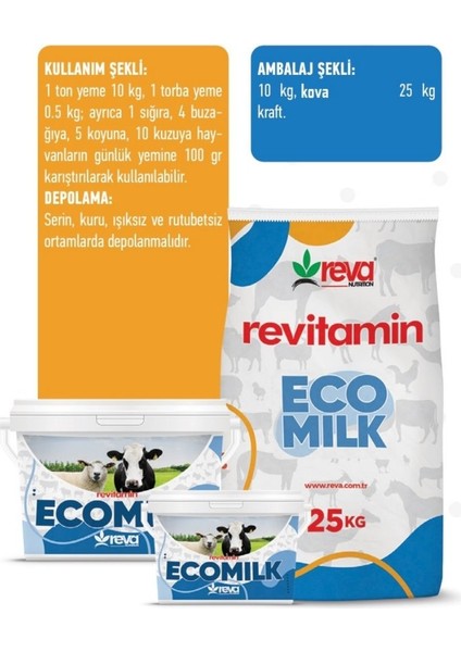 Revitamin Eco Milk Büyük ve Küçükbaş Hayvan Vitamin Mineral Premiks Kova-Kraft fırsatları