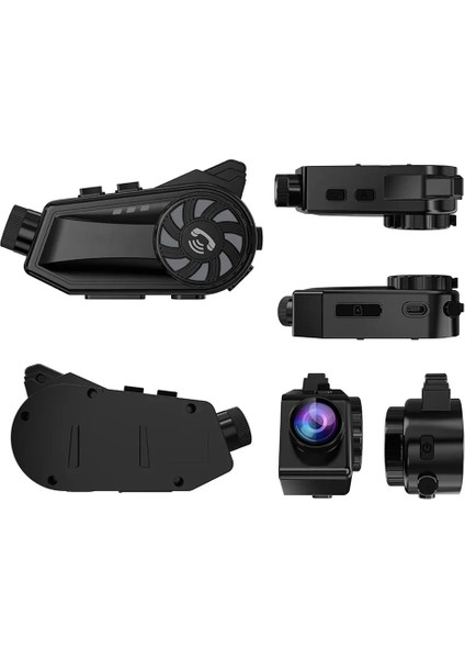 BT68 Motosiklet Kask Bluetooth Kulaklık 1080P Kamera Ses Kontrolü Video Kayıt Özellikli Intercom