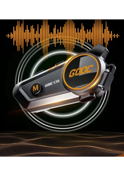 C50 2x Motosiklet Intercom Kask Kulaklık 1500 Mah Rgb Işıklı Çift Eşleşme