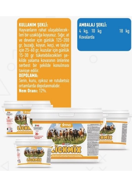 Revitamin Lickmix Iz Mineral Artırıcı Hayvan Premiks Yalama Jeli 4 - 10 - 18 - 25 kg modelleri