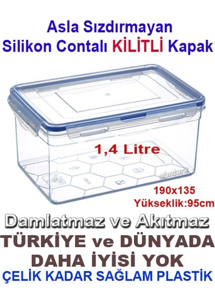 5 Adet Set Tam Korumalı Sızdırmaz Derin Saklama Kabı Hava Geçirmez Sağlam Kap Contalı Kilitli Kapak