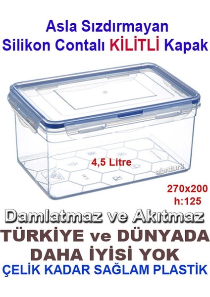 5 Adet Set Tam Korumalı Sızdırmaz Derin Saklama Kabı Hava Geçirmez Sağlam Kap Contalı Kilitli Kapak