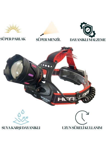 Ws-2060 Profesyonel Şarjlı Kafa Lambası 25 Watt 1800 Lümen