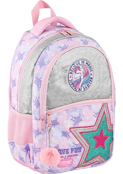 MU-9029 Unicorn Desenli Kız Çocuk Parlak Ilkokul Çantası Pembe