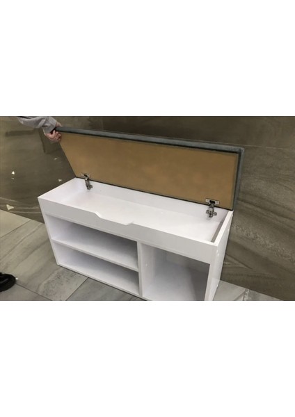 Konfor ve Düzen Bir Arada: Modern Oturaklı Ayakkabılıklı Puf – Şık Beyaz Tasarım fiyatları