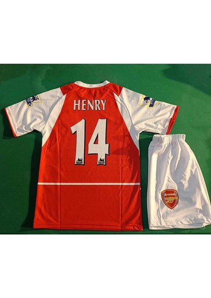 Arsenal Thierry Henry Kırmızı Retro Çocuk Forma 2 Li Set. Forma+Şort