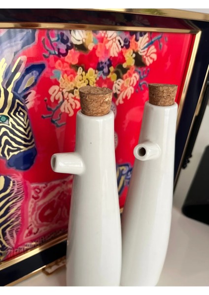2'li Mantar Kapaklı Porselen Yağlık Sirkelik 24 cm