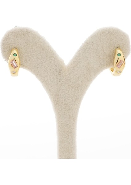 Renkli Taş Gömülü Halka Gümüş Küpe