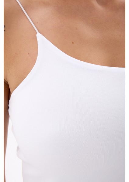 Kadın Beyaz Çift Katlı İp Askılı Atlet indirimleri