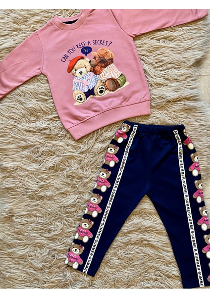 Ayıcıklı Sweatshirt ve Tayt 2li Takım