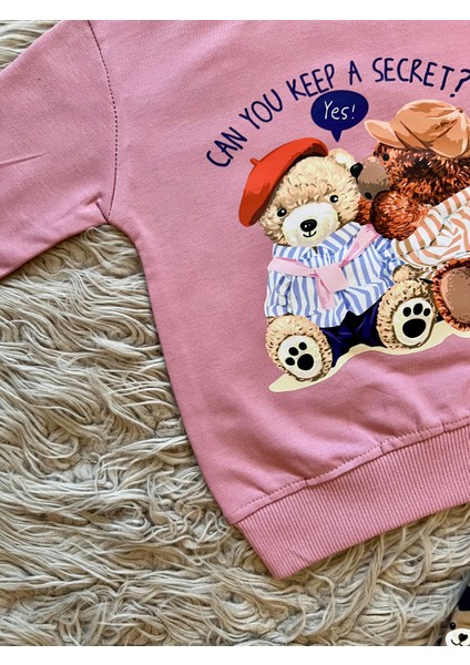 Ayıcıklı Sweatshirt ve Tayt 2li Takım