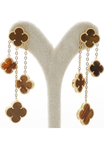 Kaplan Gözü Çiçek Gümüş Küpe