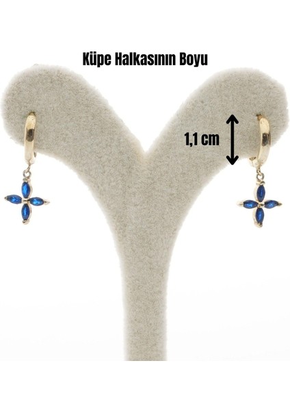 Gold Mavi Çiçek Gümüş Küpe fiyatları