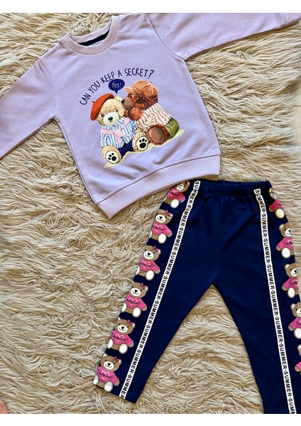 Ayıcıklı Sweatshirt ve Tayt 2li Takım