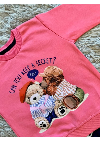 Ayıcıklı Sweatshirt ve Tayt 2li Takım