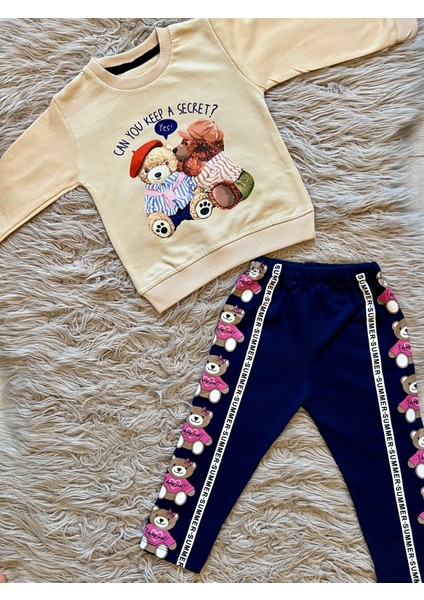 Ayıcıklı Sweatshirt ve Tayt 2li Takım